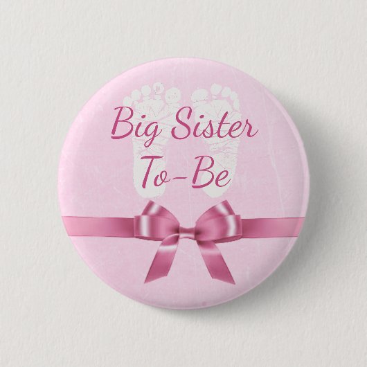 Pink Bow Big Sister sein Baby Showknopf Button (Vorderseite)