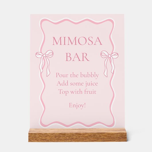 Pink Bow binden das Knoten Brautparty Mimosa Bar Acrylschild