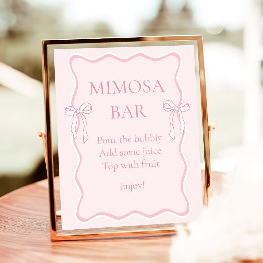 Pink Bow binden das Knoten Brautparty Mimosa Bar Poster