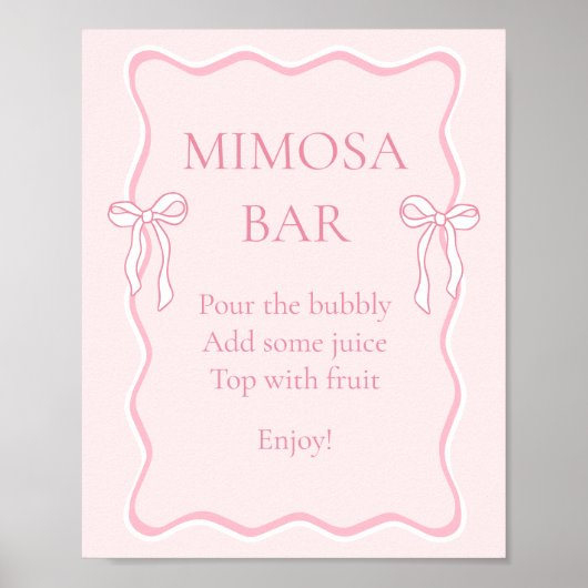 Pink Bow binden das Knoten Brautparty Mimosa Bar Poster (Vorne)