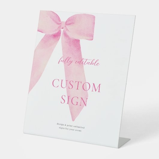 Pink Bow bindet das benutzerdefinierte Zeichen für Sockelschild (Vorderseite)