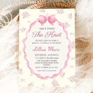 Pink Bow bindet die Knot Bridal Dusche ein und läd Einladung