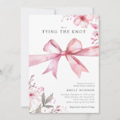 Pink Bow bindet die Knot Bridal Dusche ein und läd Einladung (Vorderseite)