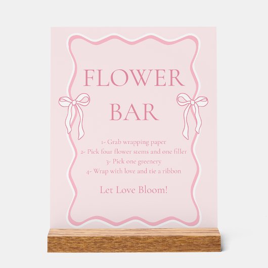 Pink Bow Bindung Brautparty Blume Bar Acrylschild