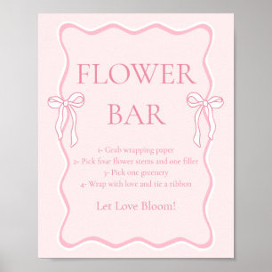 Pink Bow Bindung Brautparty Blume Bar Poster