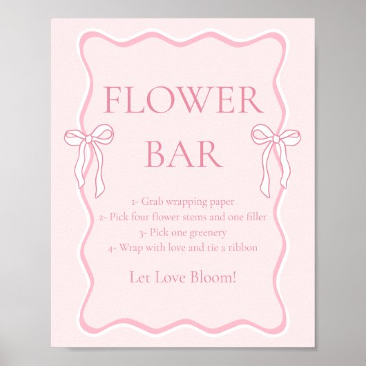 Pink Bow Bindung Brautparty Blume Bar Poster (Vorne)