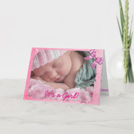 Pink Bow Birth Ankündigung für Baby Girl