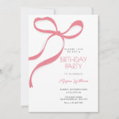 Pink bow birthday einladung (Vorderseite)