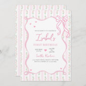 Pink Bow Birthday Einladung (Vorne/Hinten)