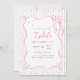 Pink Bow Birthday Einladung