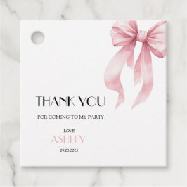 Pink Bow Birthday Invitation for Girls Geschenkanhänger