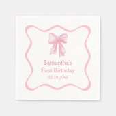 Pink Bow Birthday Party Serviette (Vorderseite)