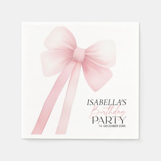 Pink Bow Birthday Serviette (Vorderseite)