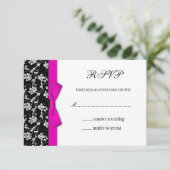 Pink Bow Black and White Wedding Blume UAWG RSVP Karte (Stehend Vorderseite)