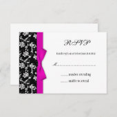 Pink Bow Black and White Wedding Blume UAWG RSVP Karte (Vorne/Hinten)