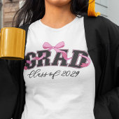 Pink Bow Black Varsity Letter Grad Class of Year T-Shirt