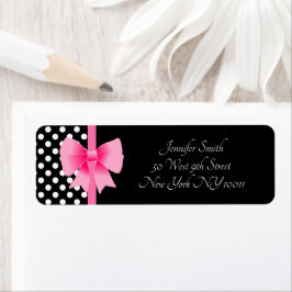 Pink Bow Black & White Polka Dots Muster Name