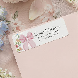 Pink Bow Bloom Baby Shower Return Address