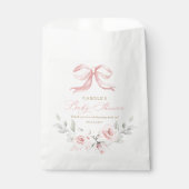 Pink Bow Bloral Blush Gold Greenery Baby Dusche Geschenktütchen (Vorderseite)