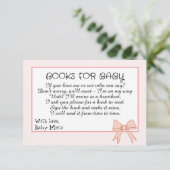 Pink Bow & Blume für ein Babyduschbuch Begleitkarte (Stehend Vorderseite)
