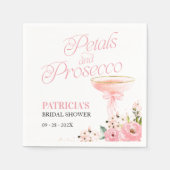 Pink Bow Blumenblätter und Prosecco Brautparty Serviette (Vorderseite)