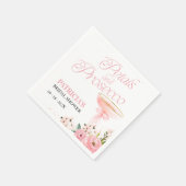 Pink Bow Blumenblätter und Prosecco Brautparty Serviette (Ecke)