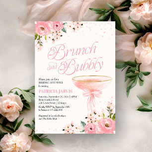 Pink Bow Blumenbrunch und Brautparty Einladung
