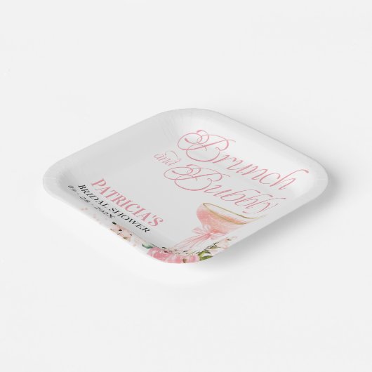 Pink Bow Blumenbrunch und Brautparty Pappteller