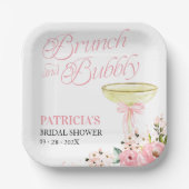 Pink Bow Blumenbrunch und Brautparty Pappteller (Vorderseite)