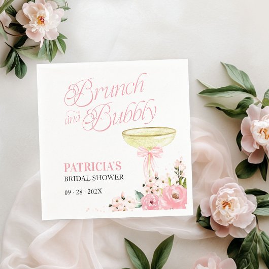 Pink Bow Blumenbrunch und Brautparty Serviette