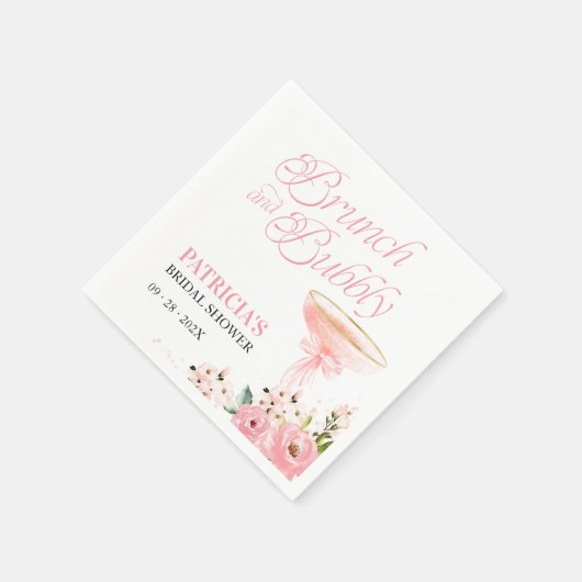 Pink Bow Blumenbrunch und Brautparty Serviette (Ecke)