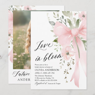Pink Bow Blütenblümliche Liebe im Brautparty Bloom Einladung