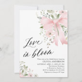 Pink Bow Blütenblümliche Liebe im Brautparty Bloom Einladung (Vorderseite)