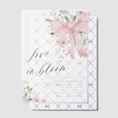 Pink Bow Blütenblümliche Liebe im Brautparty Bloom Pergament Einladungen (Versetzt (Einladung))