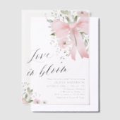Pink Bow Blütenblümliche Liebe im Brautparty Bloom Pergament Einladungen (Versetzt)
