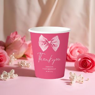 Pink Bow Blütenspass Einen Geburtstag Pappbecher