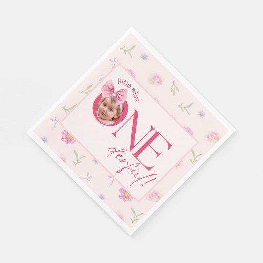 Pink Bow Blütenspass Einen Geburtstag Serviette (Ecke)