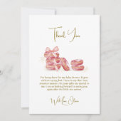 Pink Bow Bonjour Bébé Französisch Macarons Babydus Dankeskarte (Vorderseite)