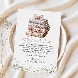 Pink Bow Book Baby Dusche Danke Karte