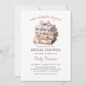 Pink Bow Book New Chapter Beginnt Brautparty Einladung (Vorderseite)