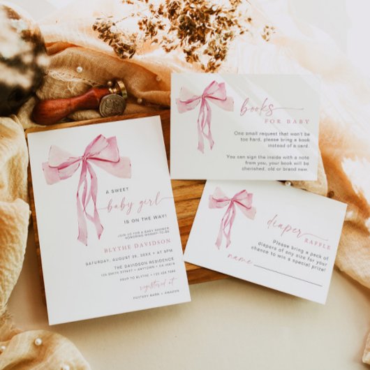 Pink Bow Books for Baby Insert Card Blush Girl