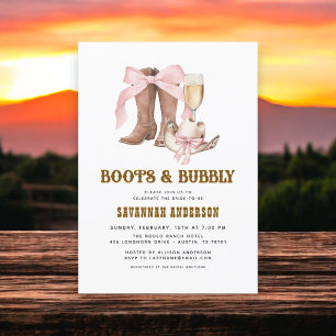 Pink Bow Boots & Bubbly Western Brautparty Einladung