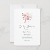 Pink Bow Bouquet Babydusche Einladung (Vorderseite)