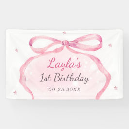 Pink Bow Boutique 1. Geburtstag Party Banner