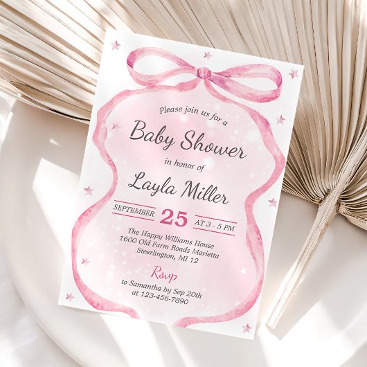 Pink Bow Boutique Babydusche Einladung