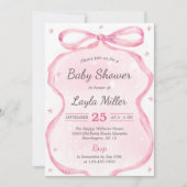 Pink Bow Boutique Babydusche Einladung (Vorderseite)