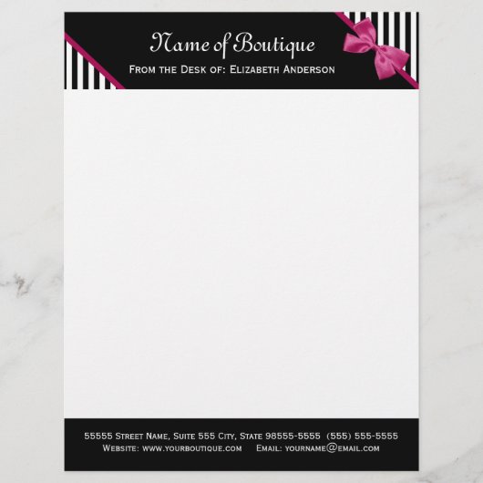 Pink Bow Boutique-Briefkopf Briefkopf (Vorderseite)