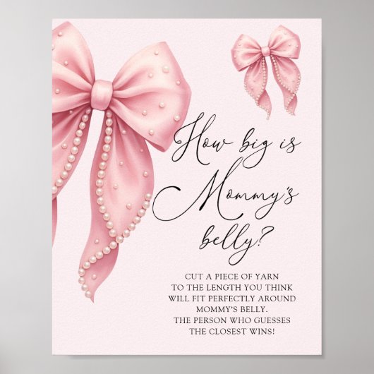 Pink Bow Bow How Big is Mommy's Belly Game Poster (Vorne)