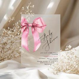 Pink Bow Bowtiful Baby Dusche Acryleinladungen