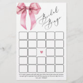 Pink Bow Brautparty Bingo (Vorderseite)